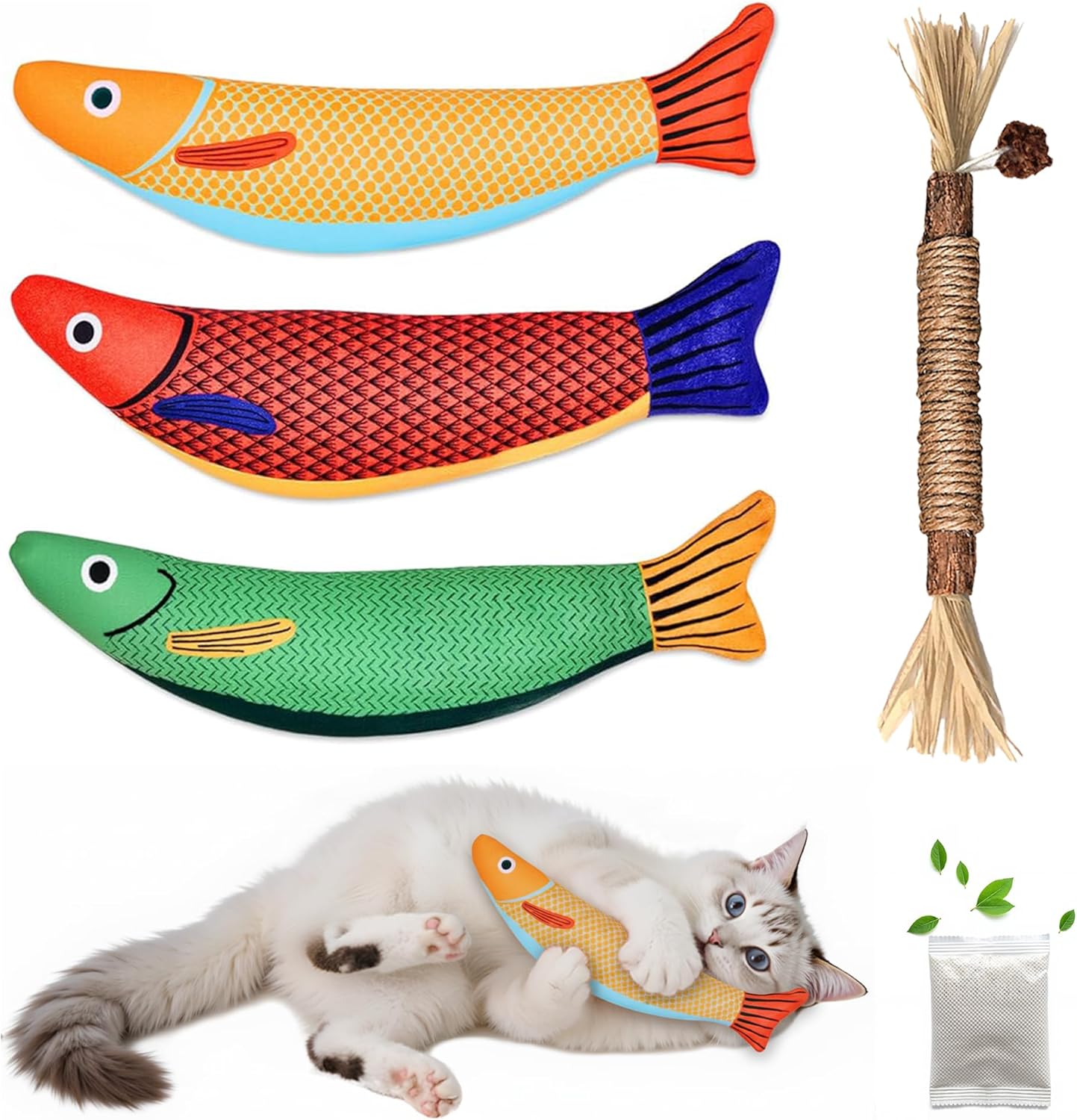 Catnip Toys - Saury Fish Catnip Toys, Soft Crinkle