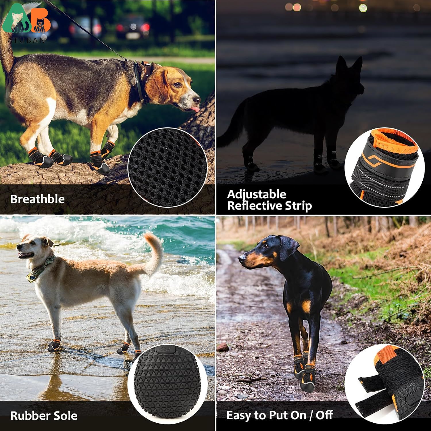 ATUBAN Dog Shoes for Dogs Anti - Dog Booties Paw Protector บทวิจารณ์และราคา