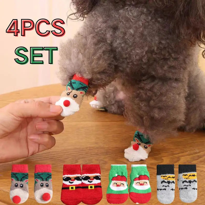 4pcs Christmas Winter Pet Dog  - Dog Booties Paw Protector บทวิจารณ์และราคา