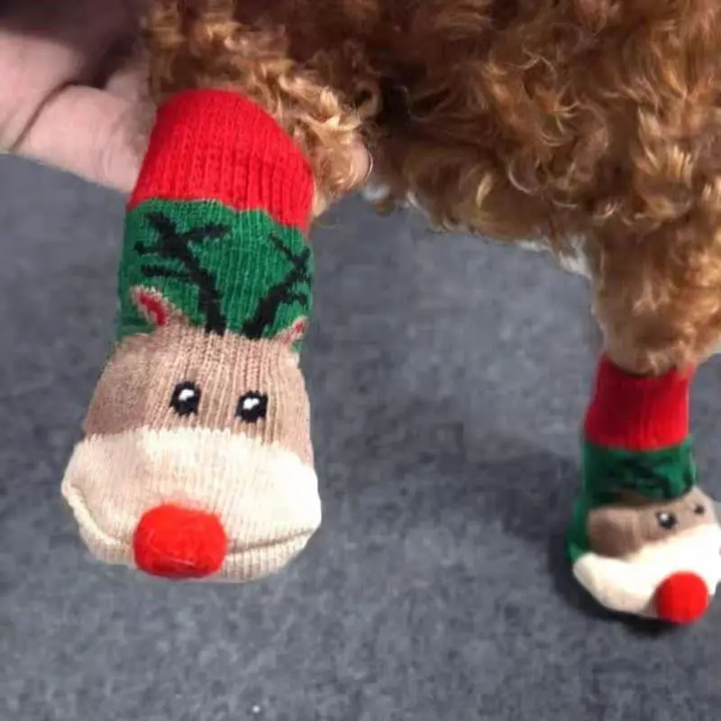4pcs Christmas Winter Pet Dog  - Dog Booties Paw Protector บทวิจารณ์และราคา