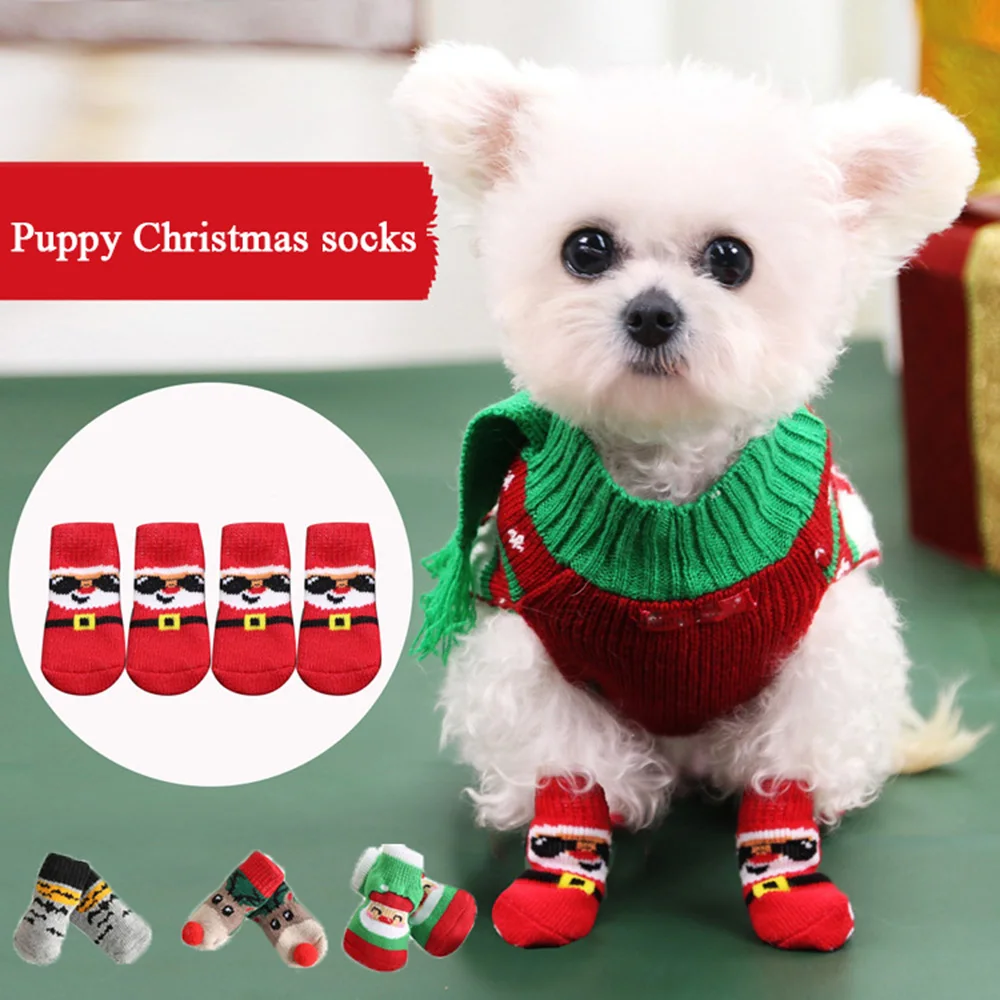 4pcs Christmas Winter Pet Dog  - Dog Booties Paw Protector บทวิจารณ์และราคา