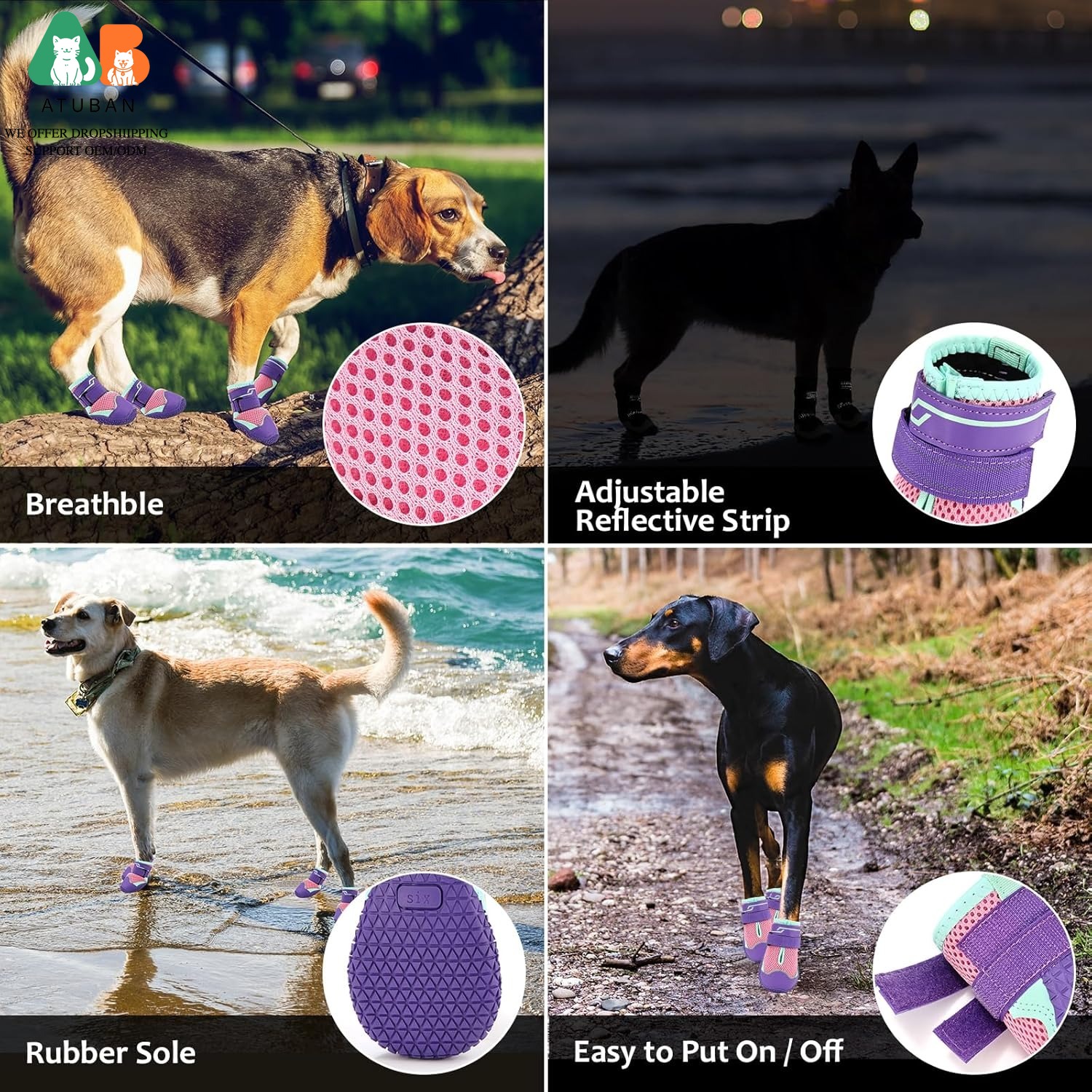 ATUBAN Dog Shoes for Hot Pavem - Dog Booties Paw Protector บทวิจารณ์และราคา