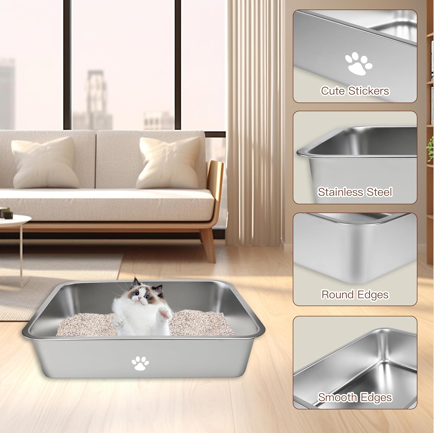 Stainless Steel Cat Litter Box - Pet X Supplies & Tack บทวิจารณ์และราคา