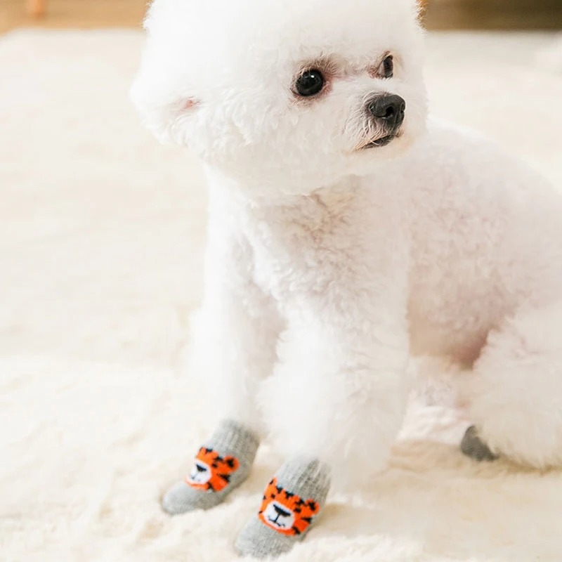 4Pcs Winter Pet Dog Socks Anti - Dog Booties Paw Protector บทวิจารณ์และราคา