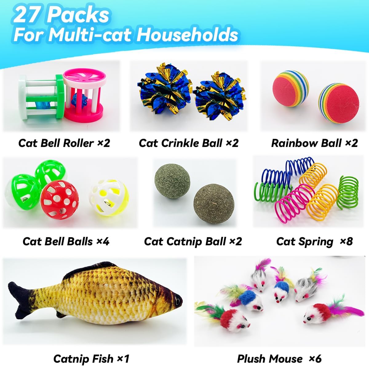 27Pcs Cat Toy Combo Set, Catni - Catnip Toys บทวิจารณ์และราคา